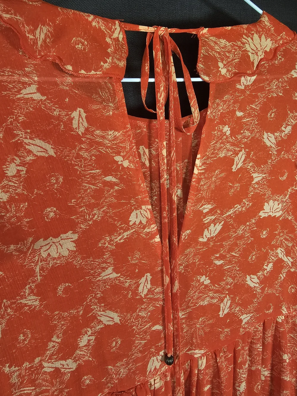 Free People Orange Floral Mini Dress with Cream Print - Picture 6 of 7